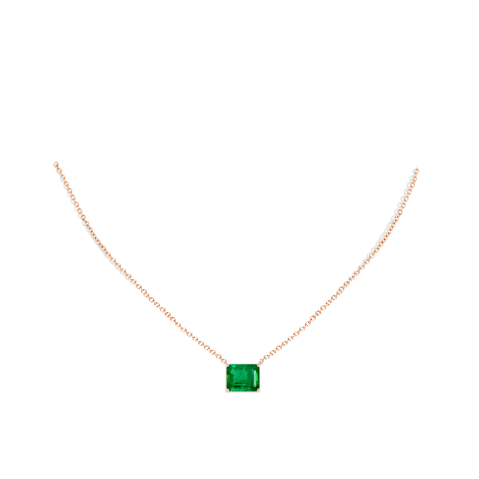 12x10mm AAA East-West Emerald-Cut Emerald Solitaire Pendant in Rose Gold pen