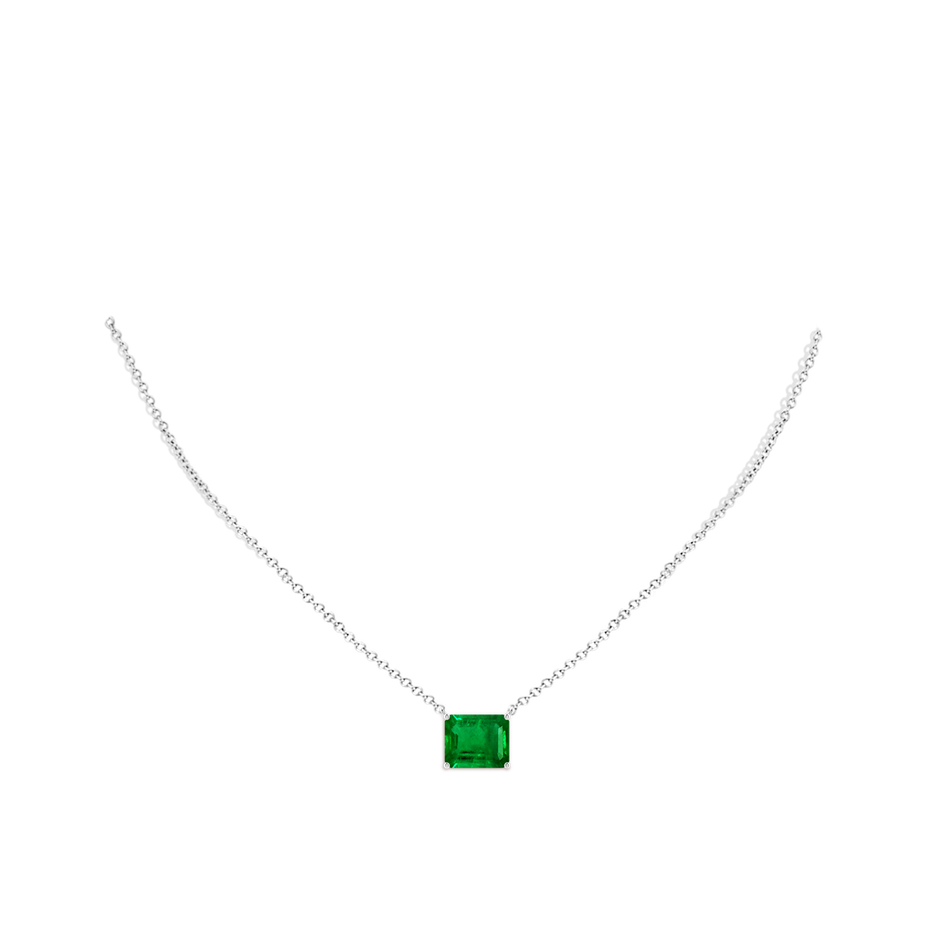 12x10mm AAAA East-West Emerald-Cut Emerald Solitaire Pendant in P950 Platinum pen