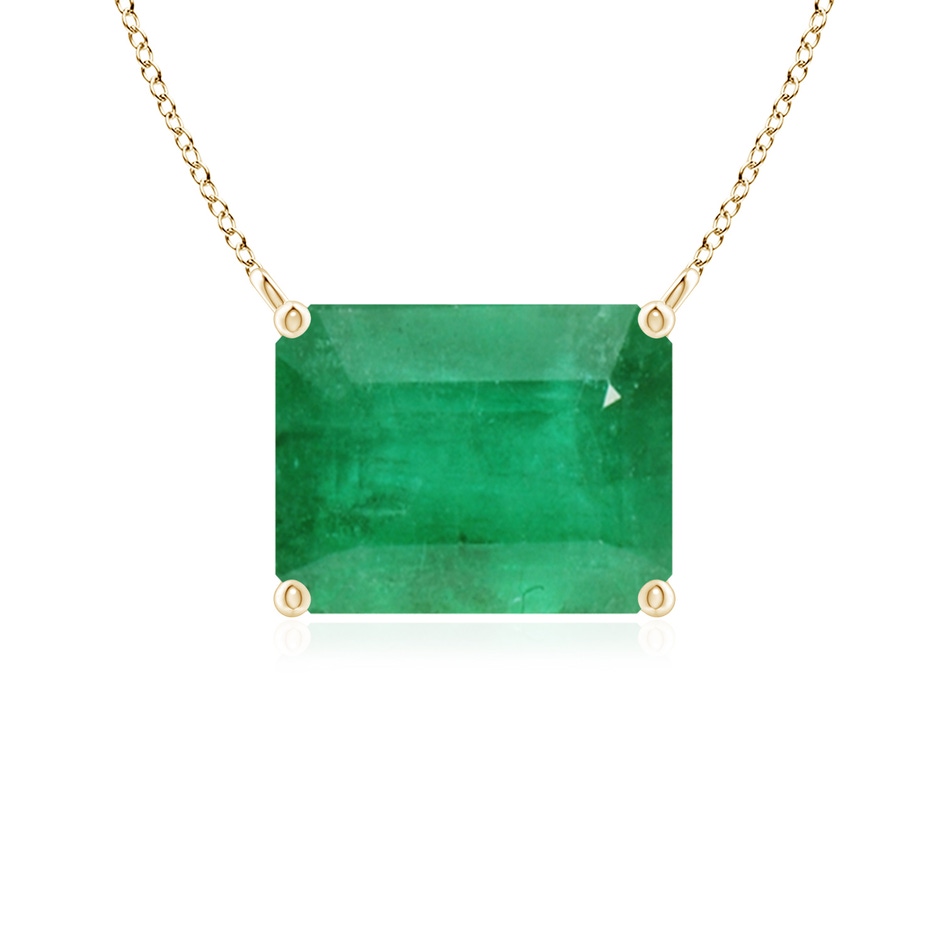 9x7mm A East-West Emerald-Cut Emerald Solitaire Pendant in Yellow Gold 