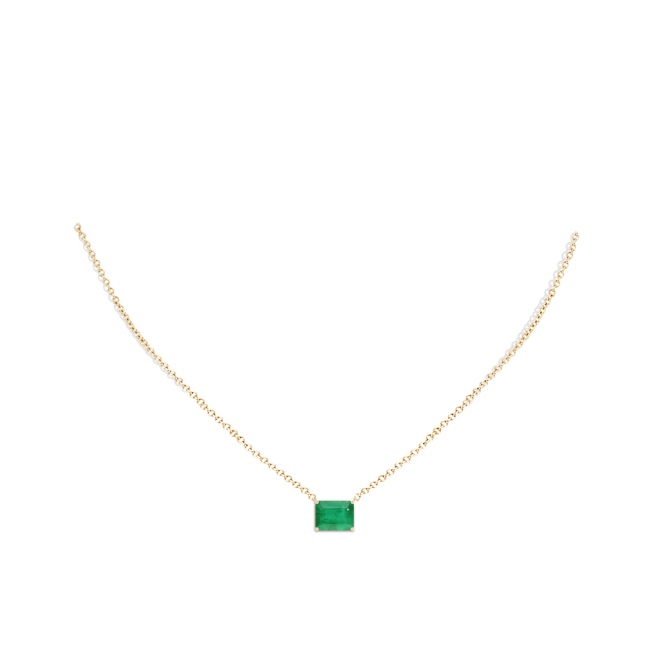 9x7mm A East-West Emerald-Cut Emerald Solitaire Pendant in Yellow Gold pen