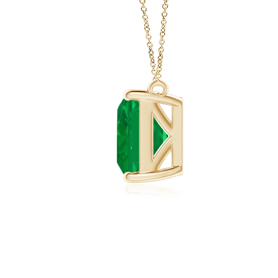 9x7mm AA East-West Emerald-Cut Emerald Solitaire Pendant in Yellow Gold side 199