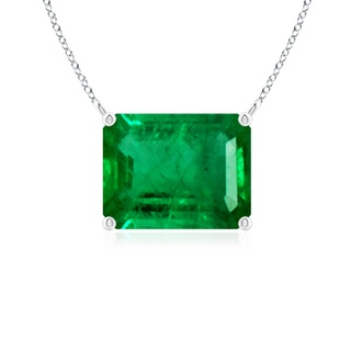 9x7mm AAA East-West Emerald-Cut Emerald Solitaire Pendant in P950 Platinum