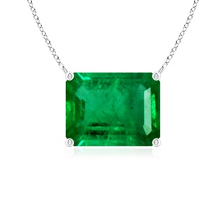 9x7mm AAA East-West Emerald-Cut Emerald Solitaire Pendant in White Gold