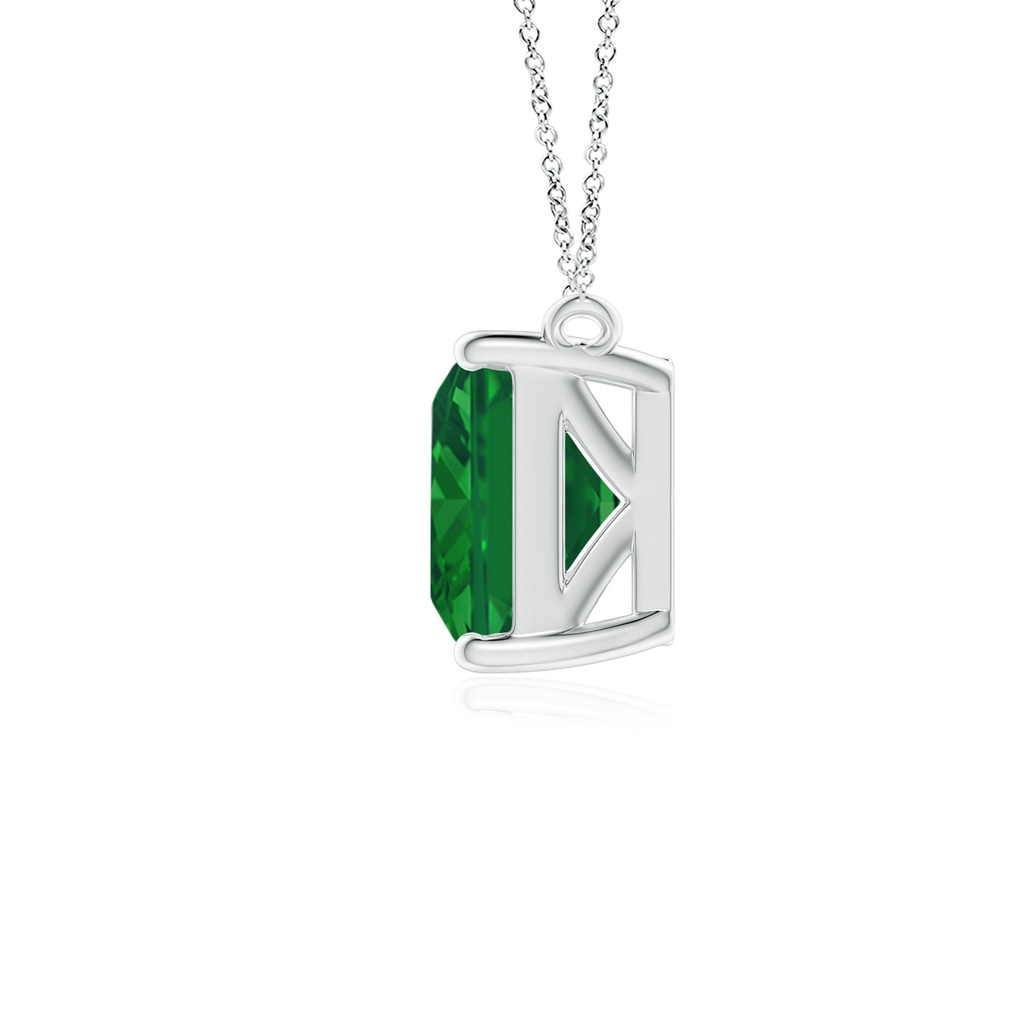 9x7mm AAA East-West Emerald-Cut Emerald Solitaire Pendant in White Gold Side 199