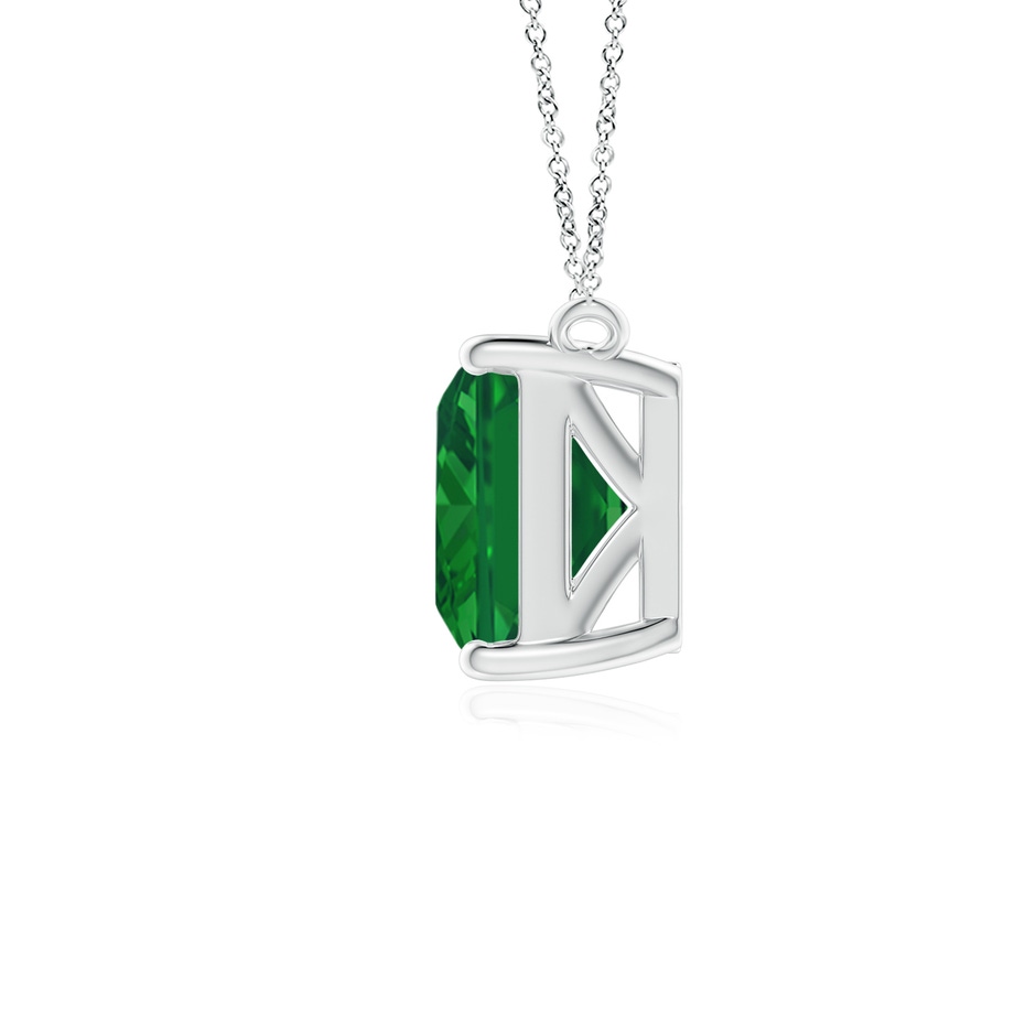 9x7mm AAA East-West Emerald-Cut Emerald Solitaire Pendant in White Gold side 199