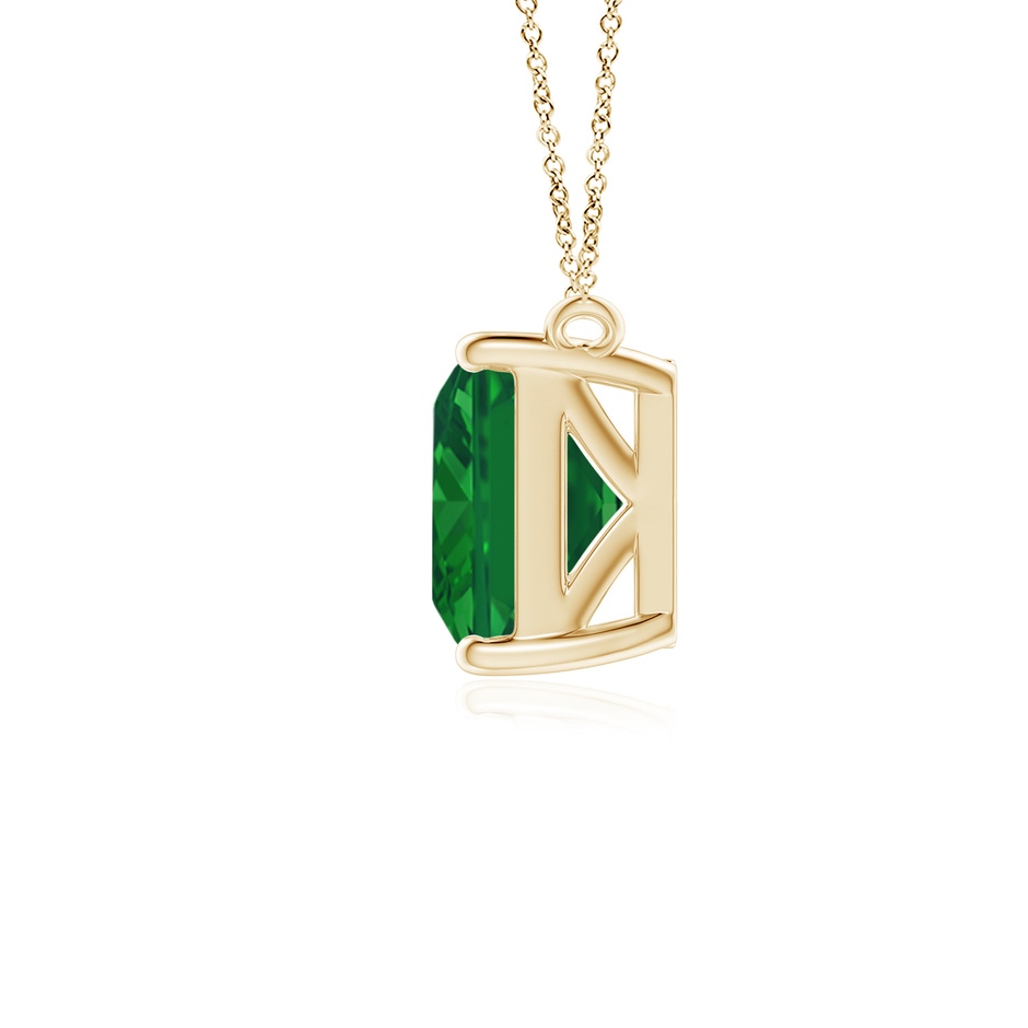 9x7mm AAA East-West Emerald-Cut Emerald Solitaire Pendant in Yellow Gold side 199