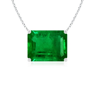 9x7mm AAAA East-West Emerald-Cut Emerald Solitaire Pendant in P950 Platinum