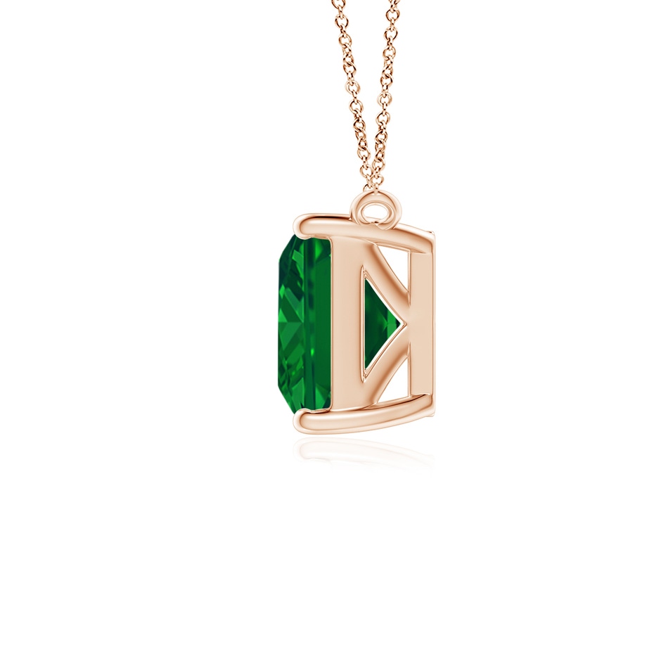 9x7mm AAAA East-West Emerald-Cut Emerald Solitaire Pendant in Rose Gold side 199