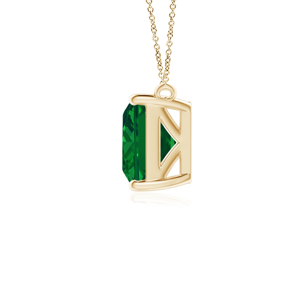 9x7mm AAAA East-West Emerald-Cut Emerald Solitaire Pendant in Yellow Gold side 199