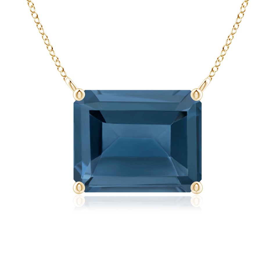 10x8mm A East-West Emerald-Cut London Blue Topaz Solitaire Pendant in Yellow Gold 