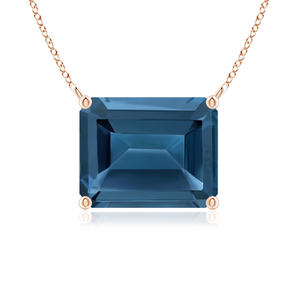 10x8mm AA East-West Emerald-Cut London Blue Topaz Solitaire Pendant in Rose Gold 