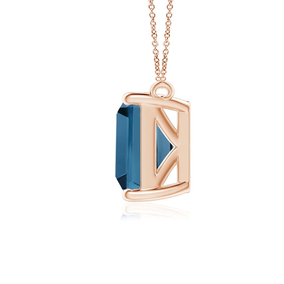 10x8mm AA East-West Emerald-Cut London Blue Topaz Solitaire Pendant in Rose Gold side 1