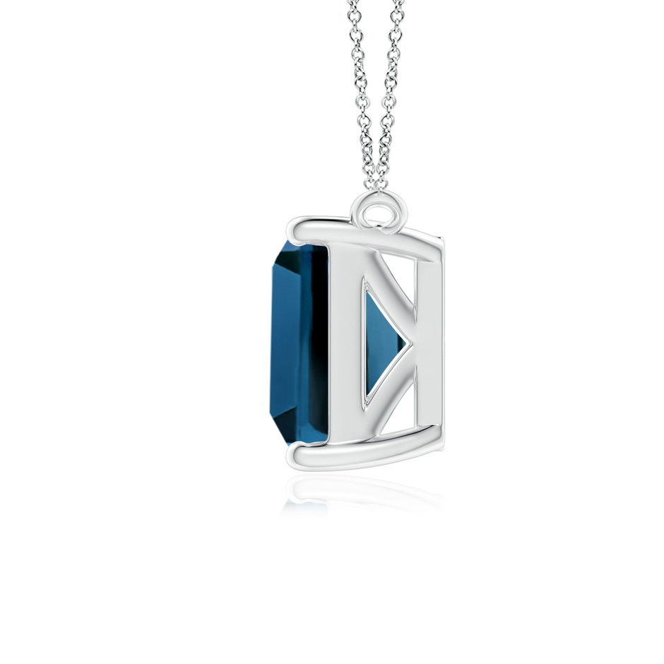10x8mm AAA East-West Emerald-Cut London Blue Topaz Solitaire Pendant in White Gold side 1