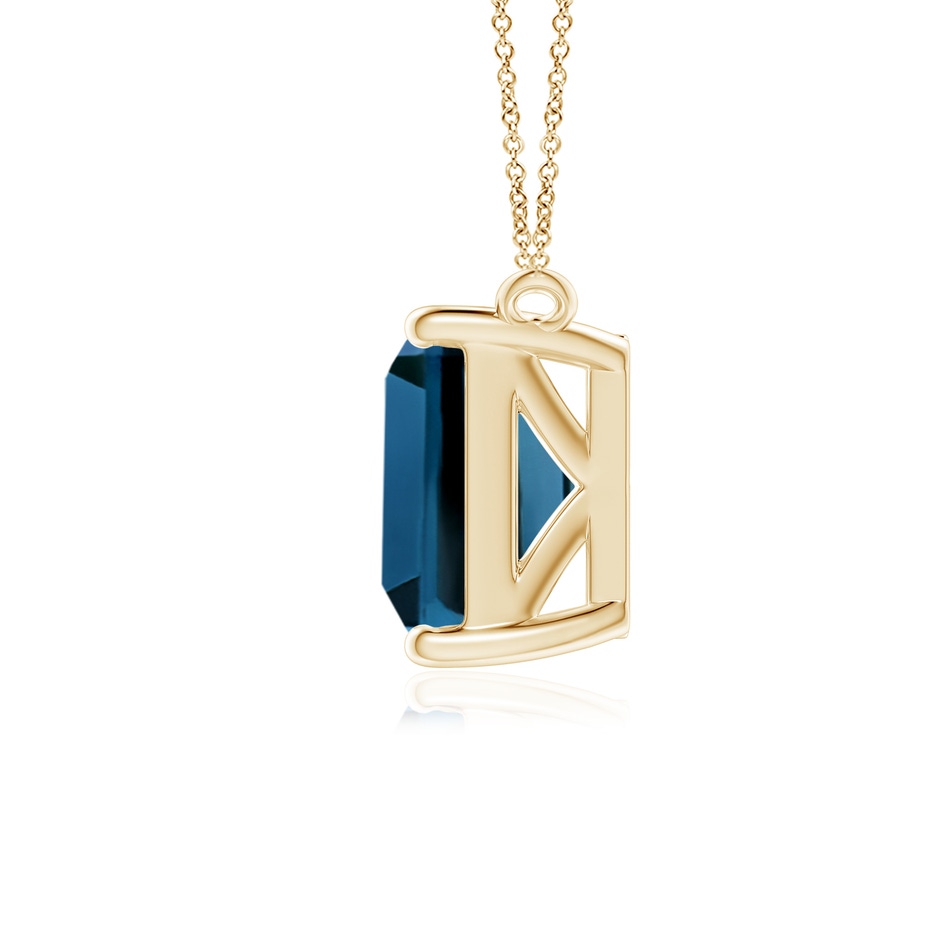 10x8mm AAA East-West Emerald-Cut London Blue Topaz Solitaire Pendant in Yellow Gold side 1