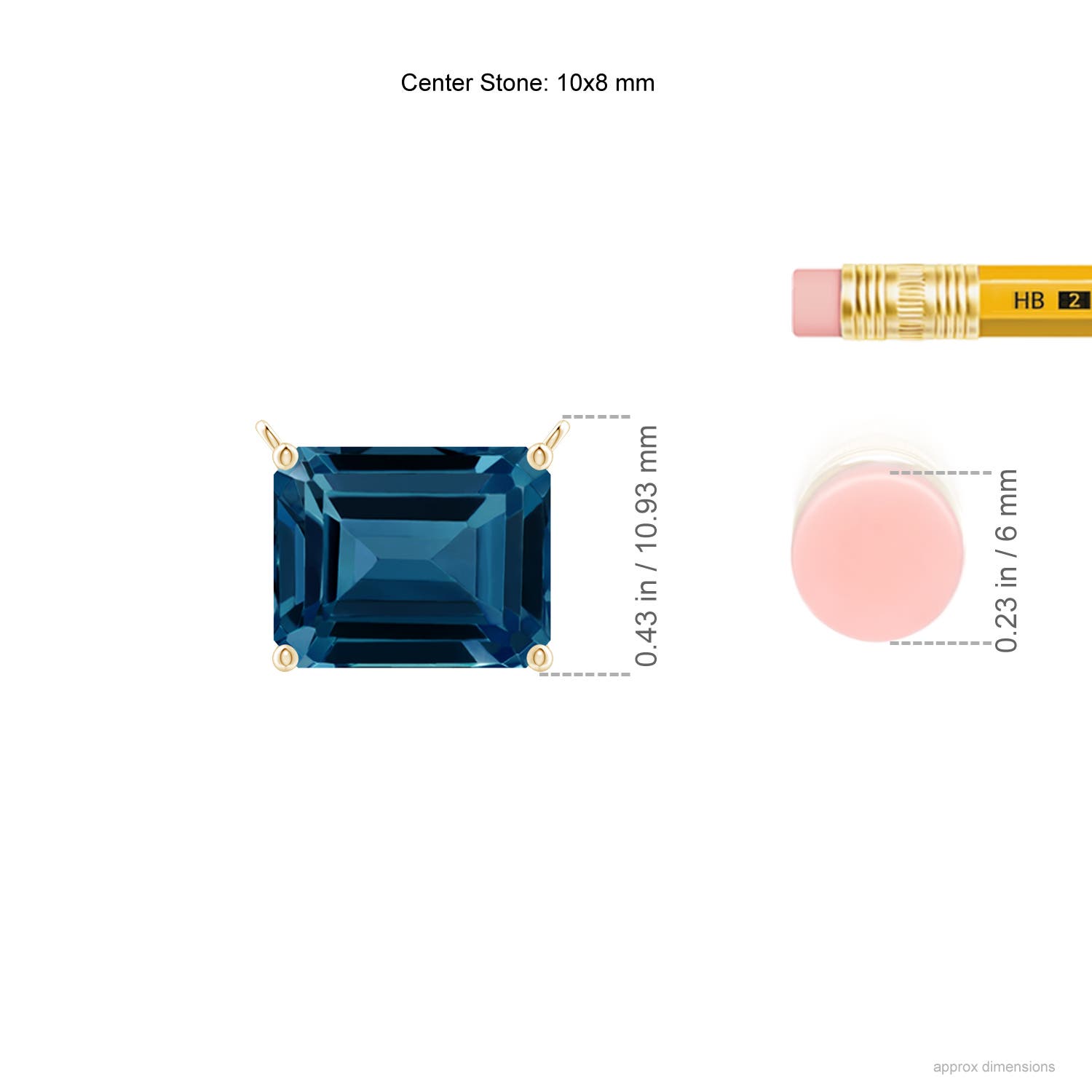 AAAA - London Blue Topaz / 4 CT / 14 KT Yellow Gold