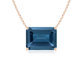 8x6mm AA East-West Emerald-Cut London Blue Topaz Solitaire Pendant in Rose Gold