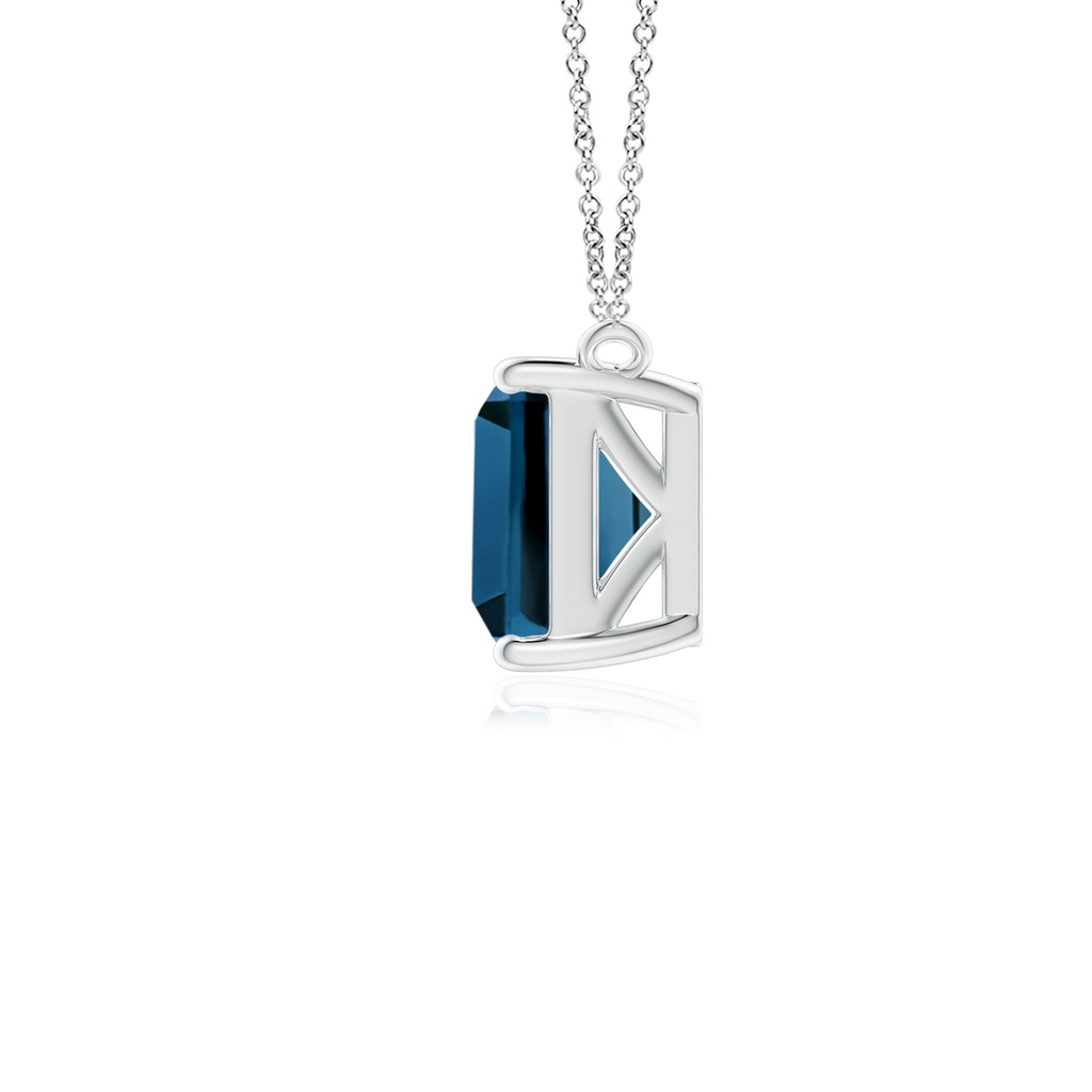 8x6mm AAA East-West Emerald-Cut London Blue Topaz Solitaire Pendant in White Gold Side 1