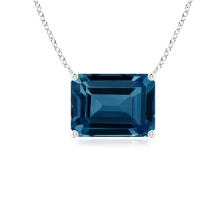 8x6mm AAAA East-West Emerald-Cut London Blue Topaz Solitaire Pendant in P950 Platinum
