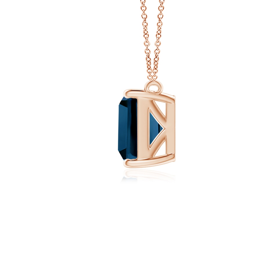8x6mm AAAA East-West Emerald-Cut London Blue Topaz Solitaire Pendant in Rose Gold side 1