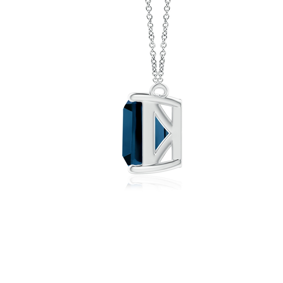 8x6mm AAAA East-West Emerald-Cut London Blue Topaz Solitaire Pendant in White Gold side 1