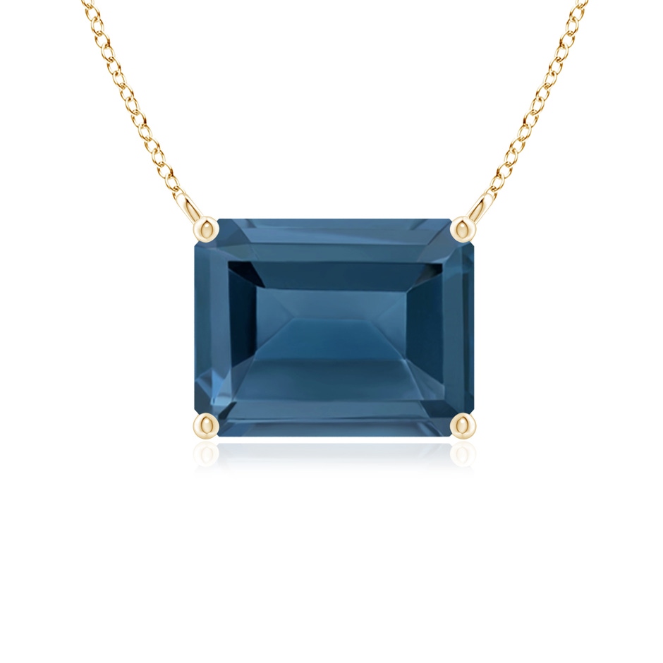9x7mm A East-West Emerald-Cut London Blue Topaz Solitaire Pendant in Yellow Gold 