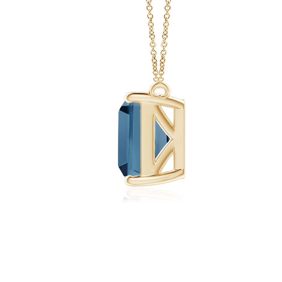 9x7mm A East-West Emerald-Cut London Blue Topaz Solitaire Pendant in Yellow Gold side 1