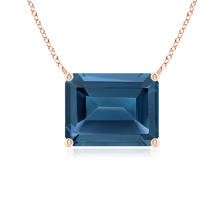 9x7mm AA East-West Emerald-Cut London Blue Topaz Solitaire Pendant in Rose Gold 