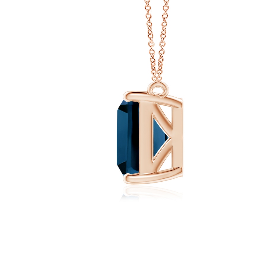 9x7mm AAAA East-West Emerald-Cut London Blue Topaz Solitaire Pendant in Rose Gold side 1