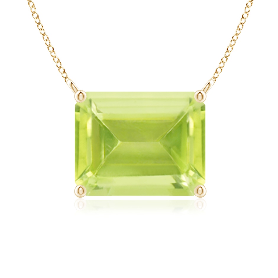 10x8mm A East-West Emerald-Cut Peridot Solitaire Pendant in 18K Yellow Gold 