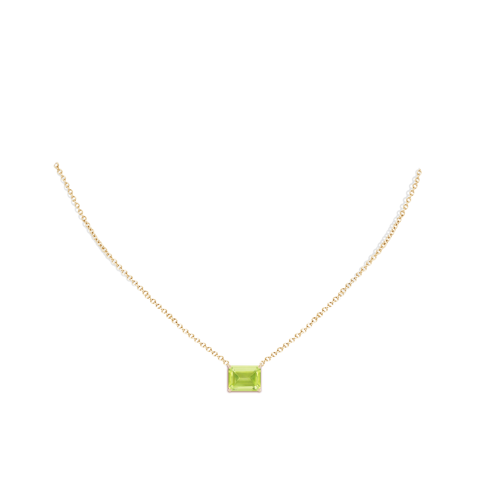 10x8mm A East-West Emerald-Cut Peridot Solitaire Pendant in 18K Yellow Gold pen
