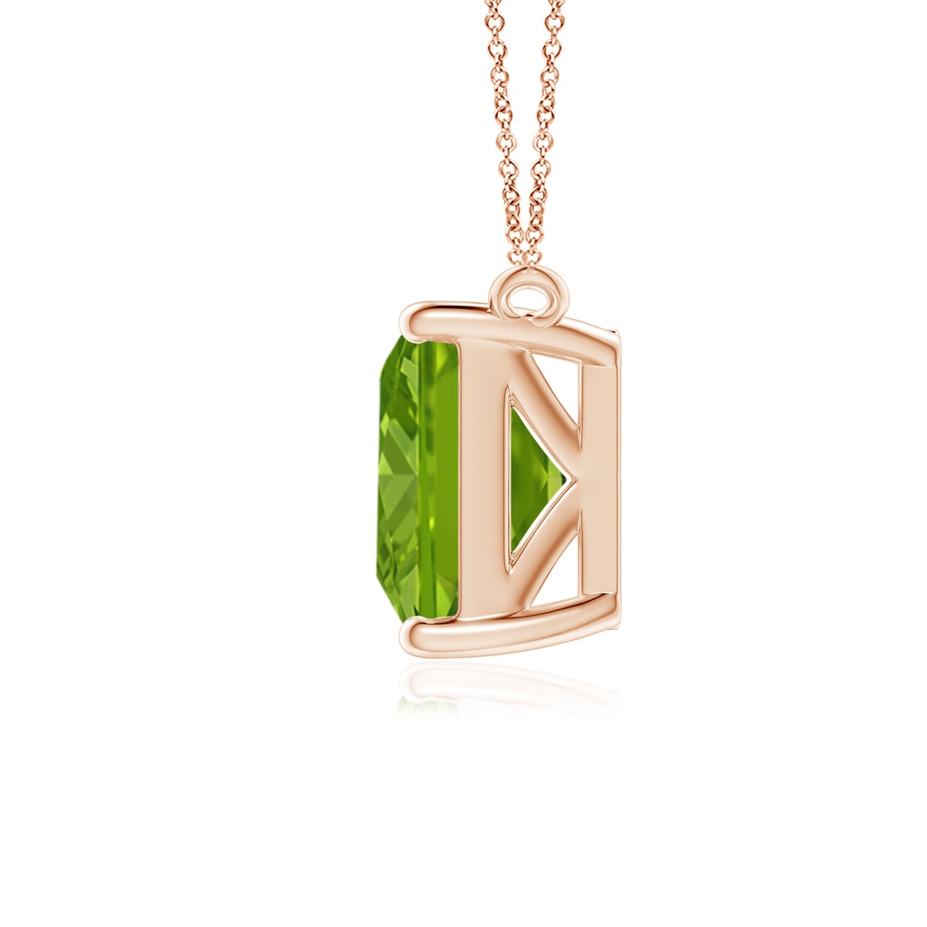 10x8mm AAAA East-West Emerald-Cut Peridot Solitaire Pendant in Rose Gold - side 199