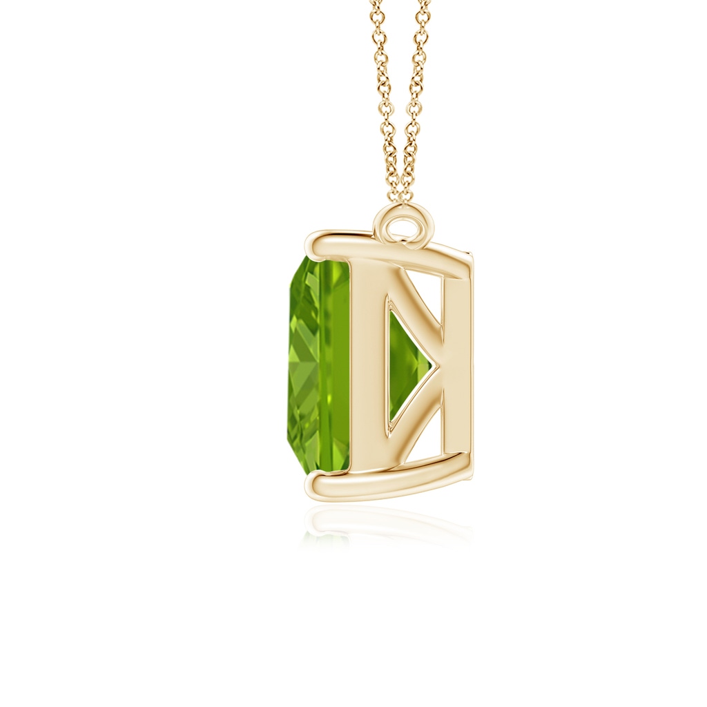 10x8mm AAAA East-West Emerald-Cut Peridot Solitaire Pendant in Yellow Gold Side 1