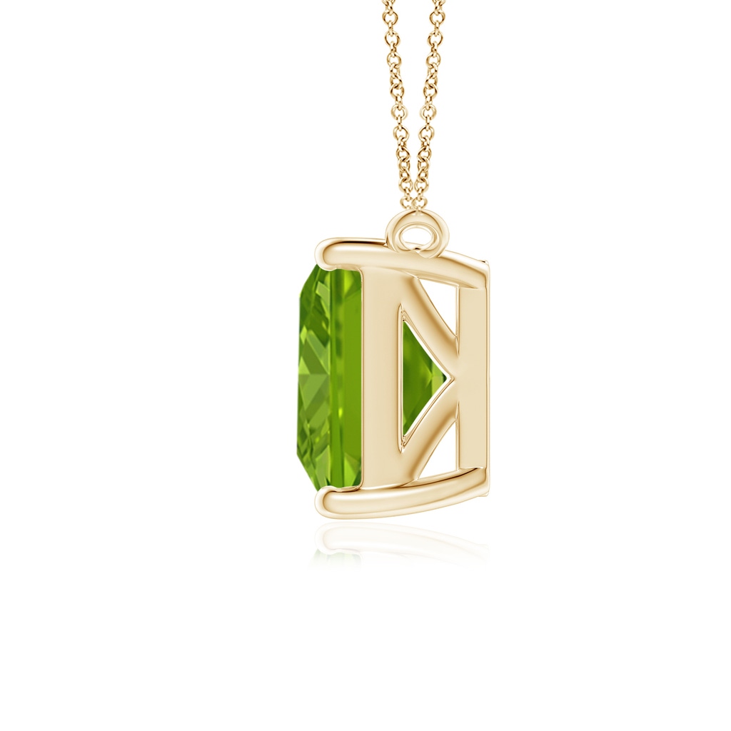 10x8mm AAAA East-West Emerald-Cut Peridot Solitaire Pendant in Yellow Gold - side 199