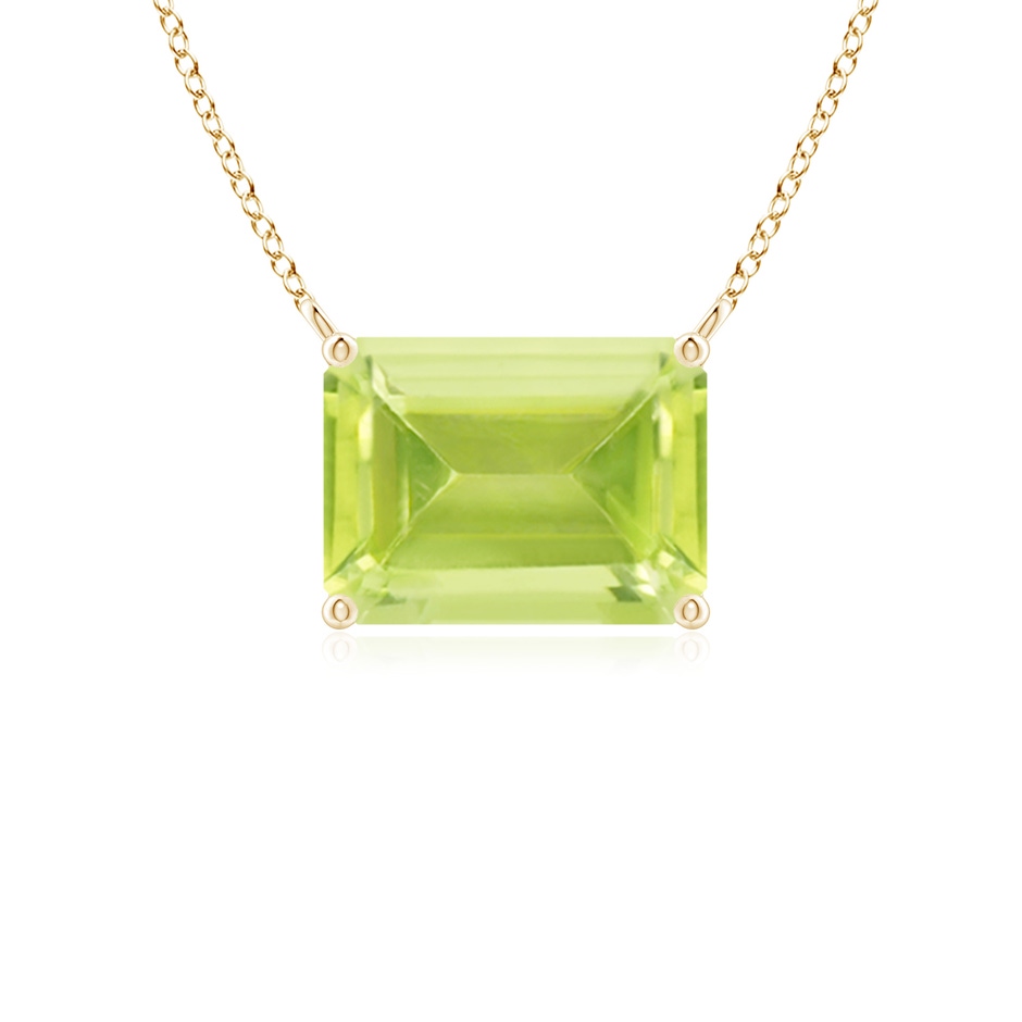 8x6mm A East-West Emerald-Cut Peridot Solitaire Pendant in 10K Yellow Gold 