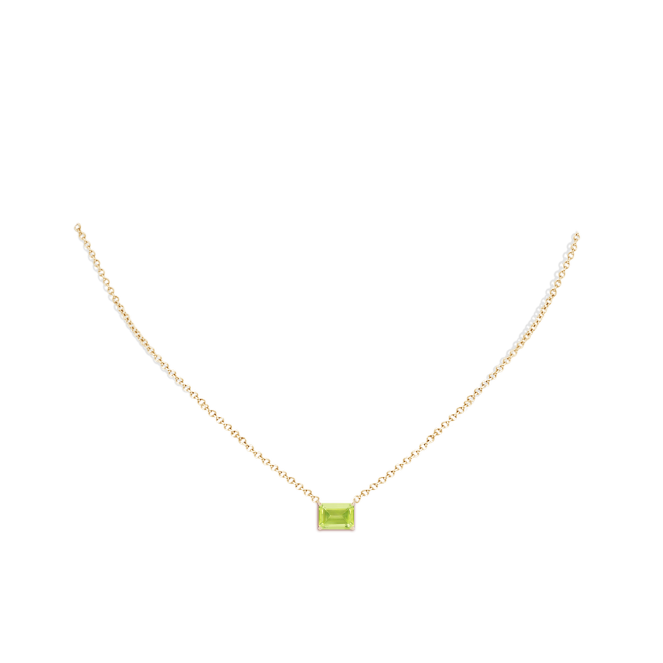 8x6mm A East-West Emerald-Cut Peridot Solitaire Pendant in 10K Yellow Gold pen