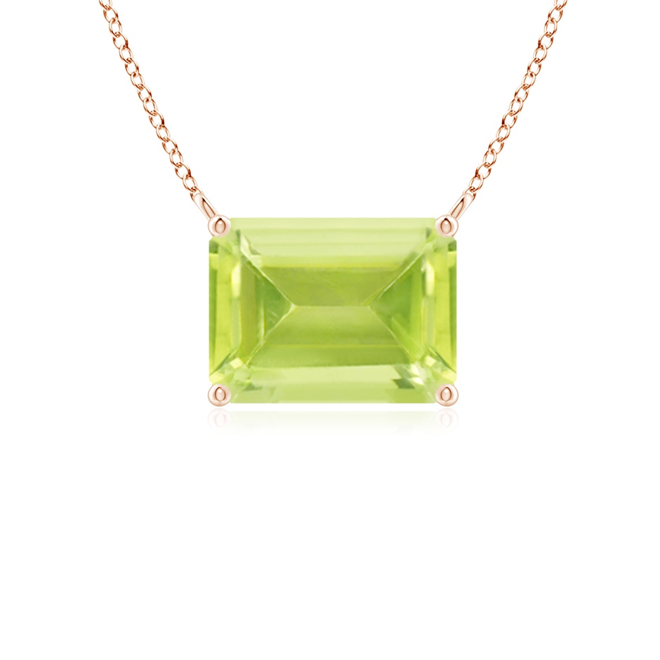 8x6mm A East-West Emerald-Cut Peridot Solitaire Pendant in Rose Gold 
