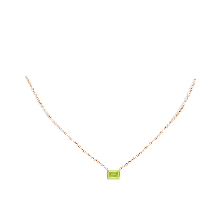 8x6mm A East-West Emerald-Cut Peridot Solitaire Pendant in Rose Gold pen