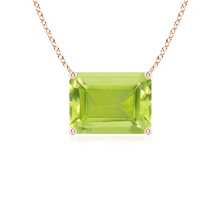 8x6mm AA East-West Emerald-Cut Peridot Solitaire Pendant in 10K Rose Gold