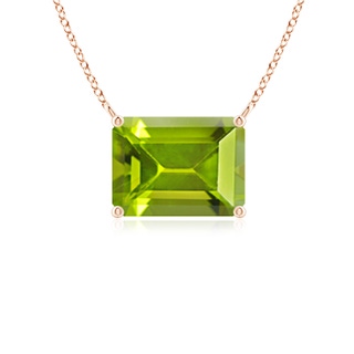 8x6mm AAA East-West Emerald-Cut Peridot Solitaire Pendant in 10K Rose Gold