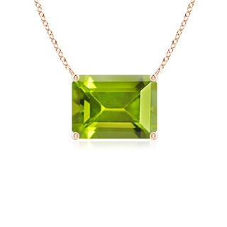 8x6mm AAA East-West Emerald-Cut Peridot Solitaire Pendant in Rose Gold