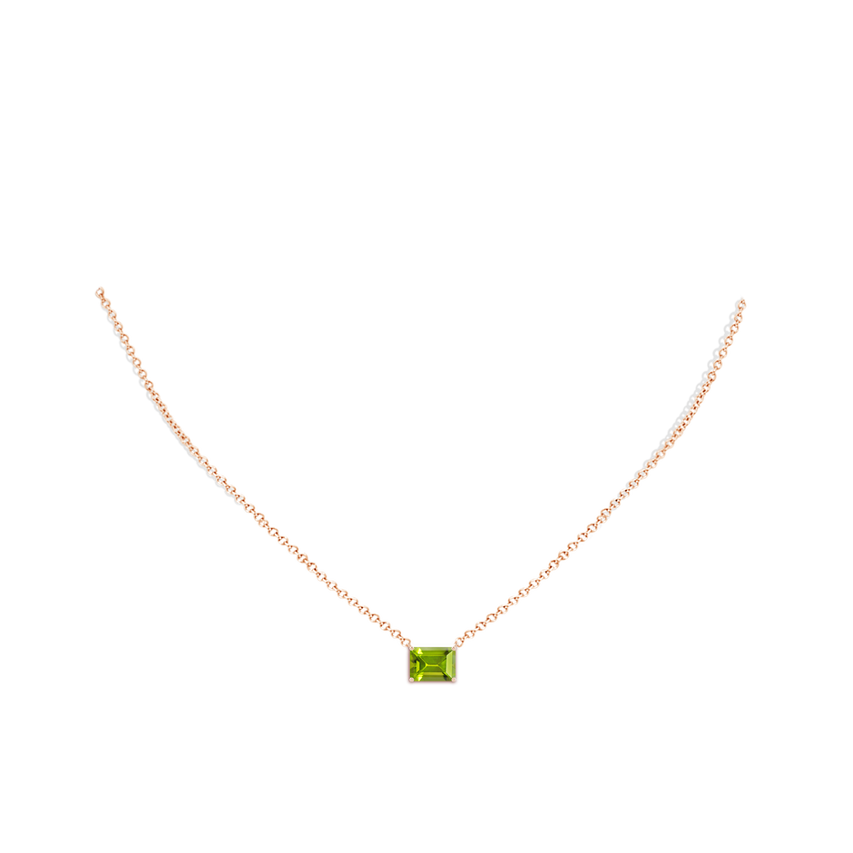 8x6mm AAA East-West Emerald-Cut Peridot Solitaire Pendant in Rose Gold pen