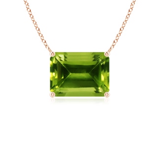 8x6mm AAAA East-West Emerald-Cut Peridot Solitaire Pendant in 10K Rose Gold