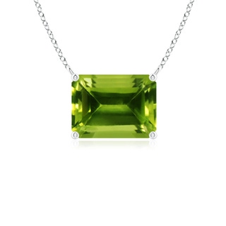 8x6mm AAAA East-West Emerald-Cut Peridot Solitaire Pendant in P950 Platinum