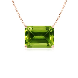 8x6mm AAAA East-West Emerald-Cut Peridot Solitaire Pendant in Rose Gold
