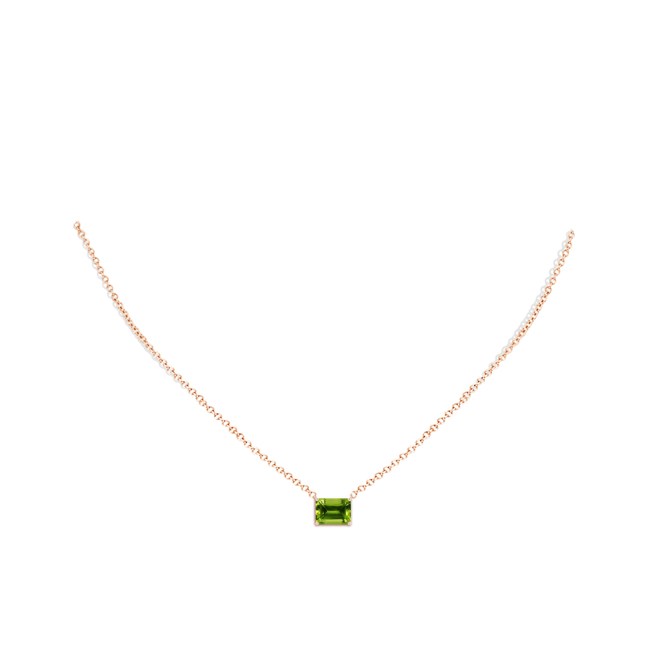 8x6mm AAAA East-West Emerald-Cut Peridot Solitaire Pendant in Rose Gold pen