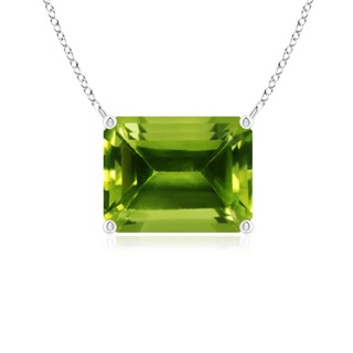 9x7mm AAAA East-West Emerald-Cut Peridot Solitaire Pendant in P950 Platinum