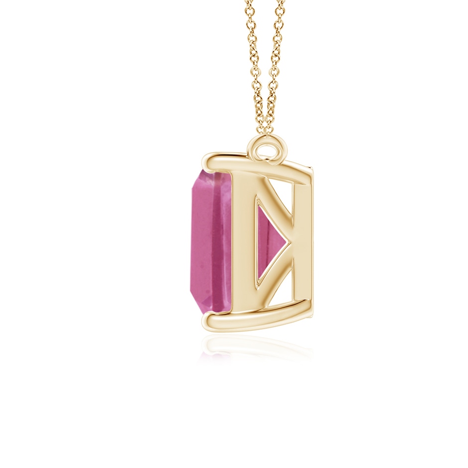 10x8mm AAA East-West Emerald-Cut Pink Tourmaline Solitaire Pendant in Yellow Gold side 199