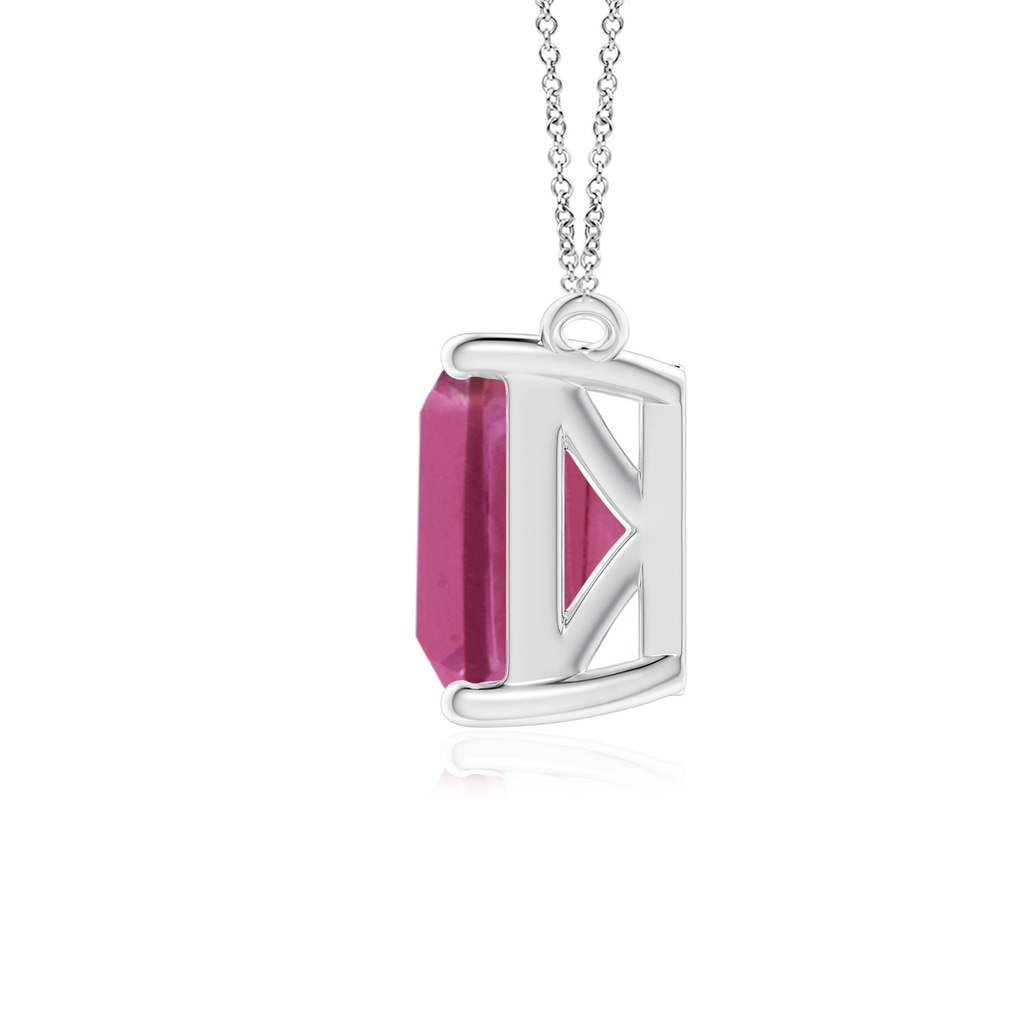 10x8mm AAAA East-West Emerald-Cut Pink Tourmaline Solitaire Pendant in White Gold - side 199
