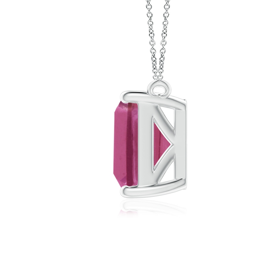10x8mm AAAA East-West Emerald-Cut Pink Tourmaline Solitaire Pendant in White Gold side 199