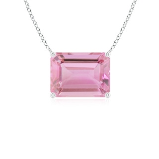 8x6mm A East-West Emerald-Cut Pink Tourmaline Solitaire Pendant in P950 Platinum